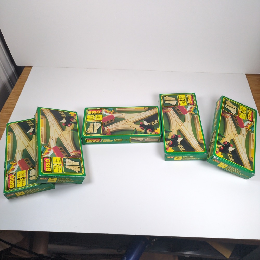 Vtg 90s Brio Curved Switching Train Tracks Wood Expansion Thomas Comp. 33346 NEW